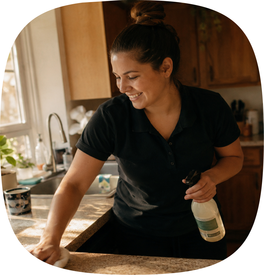 A HomeMaid professional cleaner at work